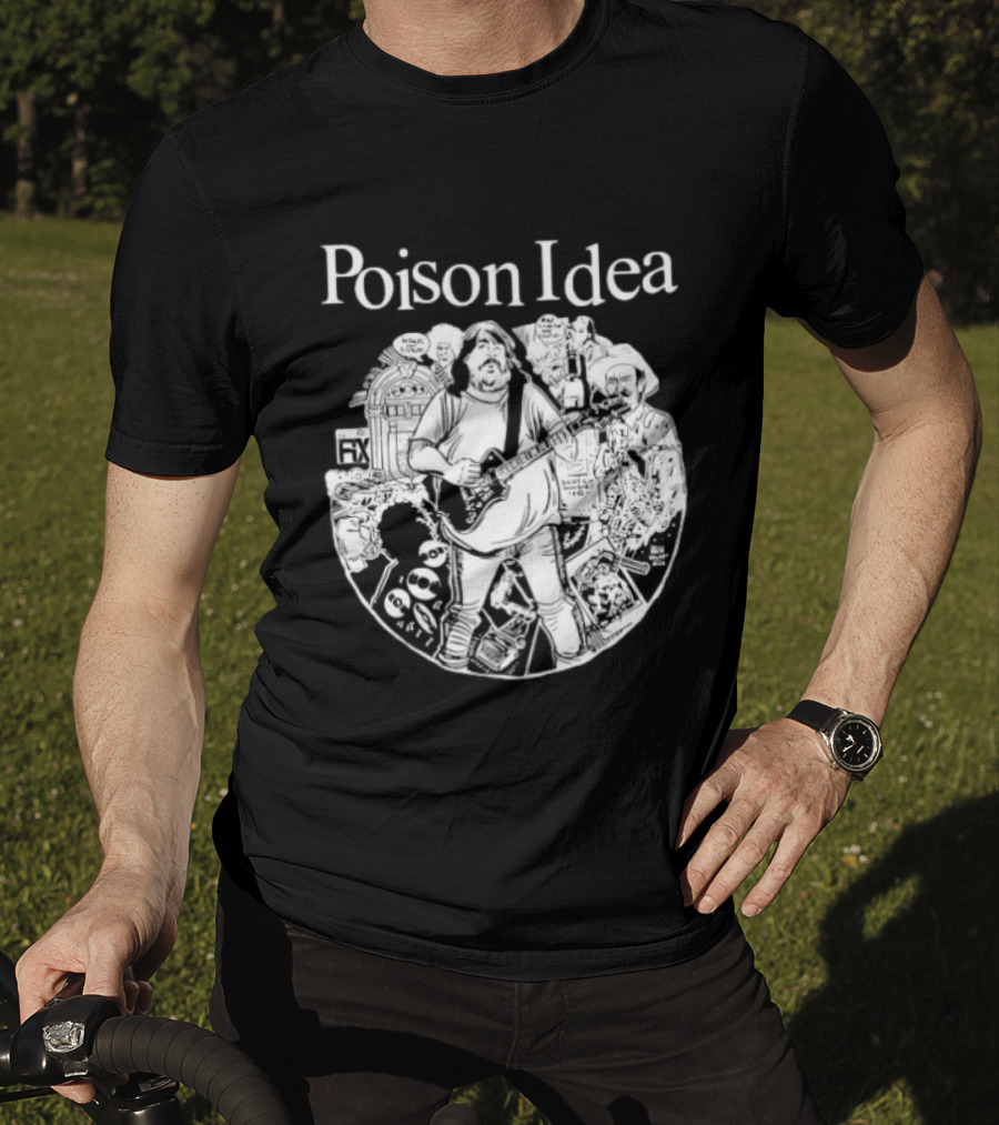 Poison Idea Jerry A Casale Portland Punk Black And White Sketch Montage T-Shirt