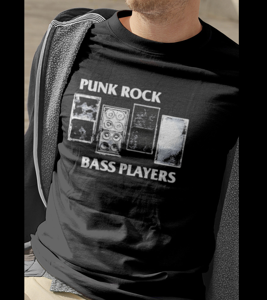 Punk Rock Bass Players Amplifier Musician Black White Speaker Cabinet T-Shirt