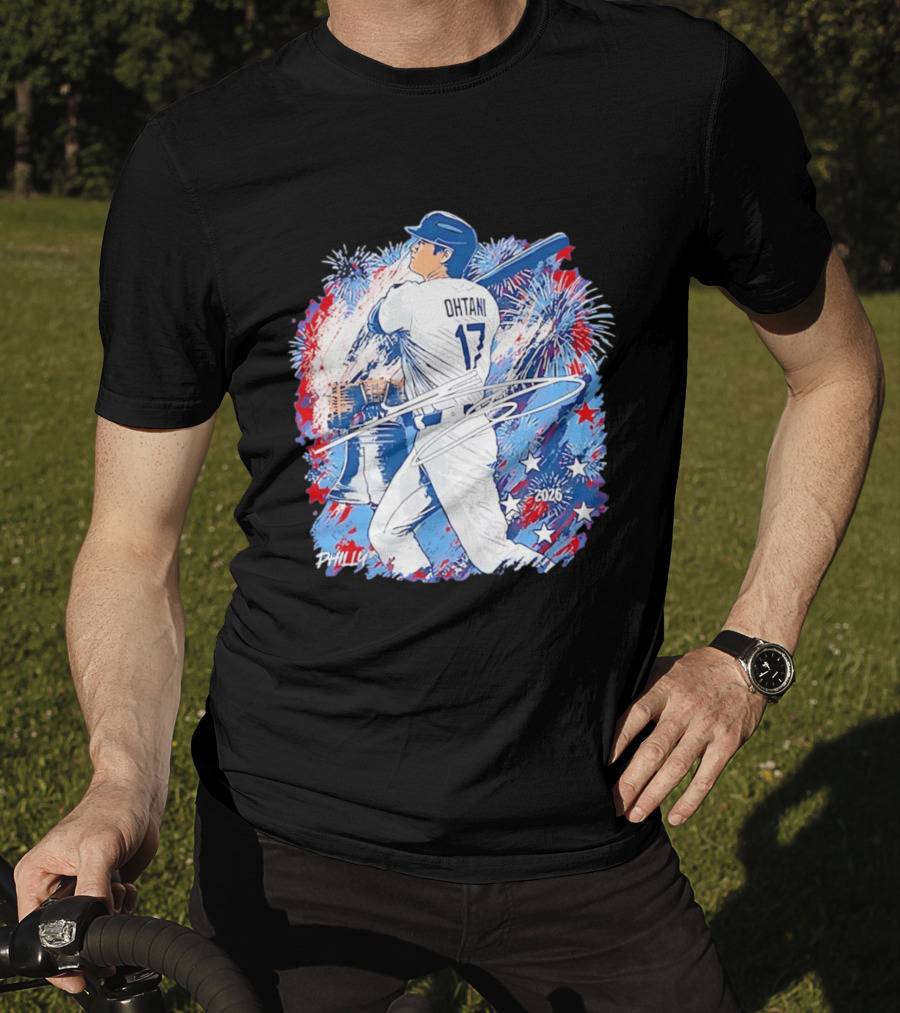 Ohtani 17 Philly 2026 Baseball Fireworks Liberty Bell T-Shirt