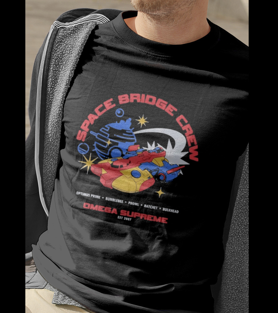Space Bridge Crew Omega Supreme Optimus Prime Bumblebee Prowl Ratchet Bulkhead T-Shirt