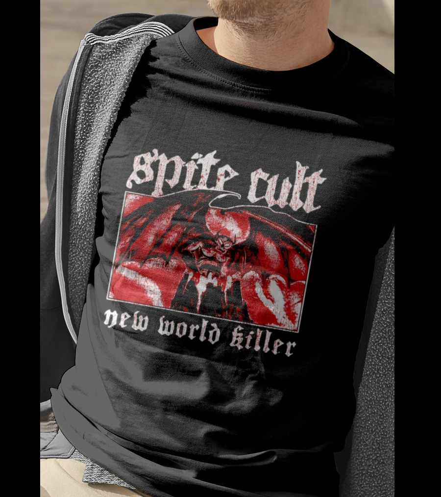 Spite Cult Horned Demon Spreading Wings On Mountain New World Killer T-Shirt