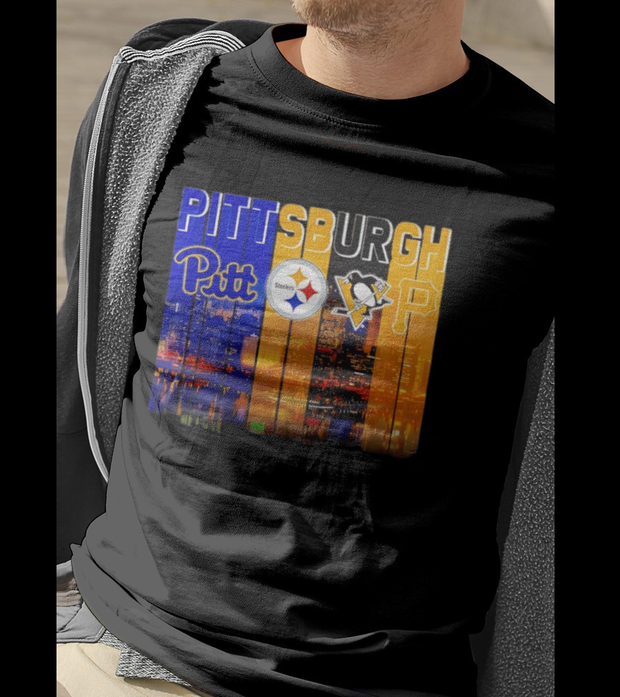 Pittsburgh Pitt Steelers Penguins Pirates City Skyline T-Shirt