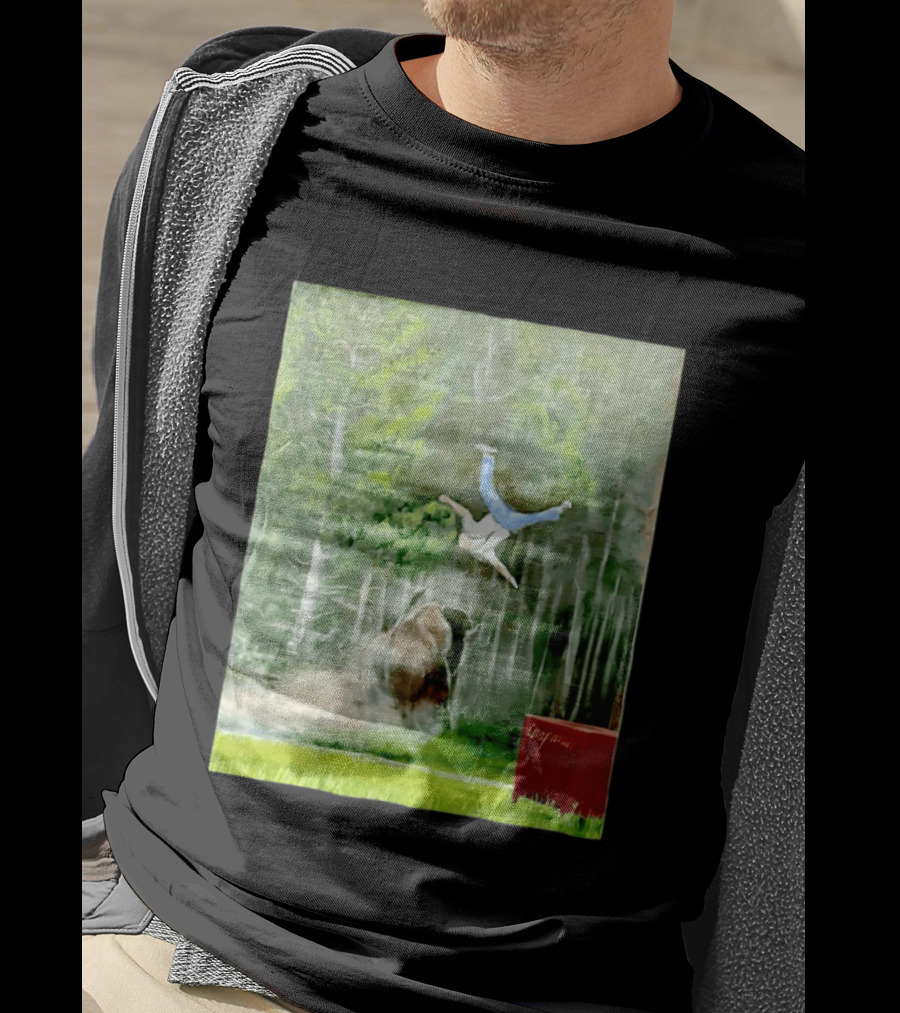 Sportman Epic Bison Attack Wildlife Painting T-Shirt