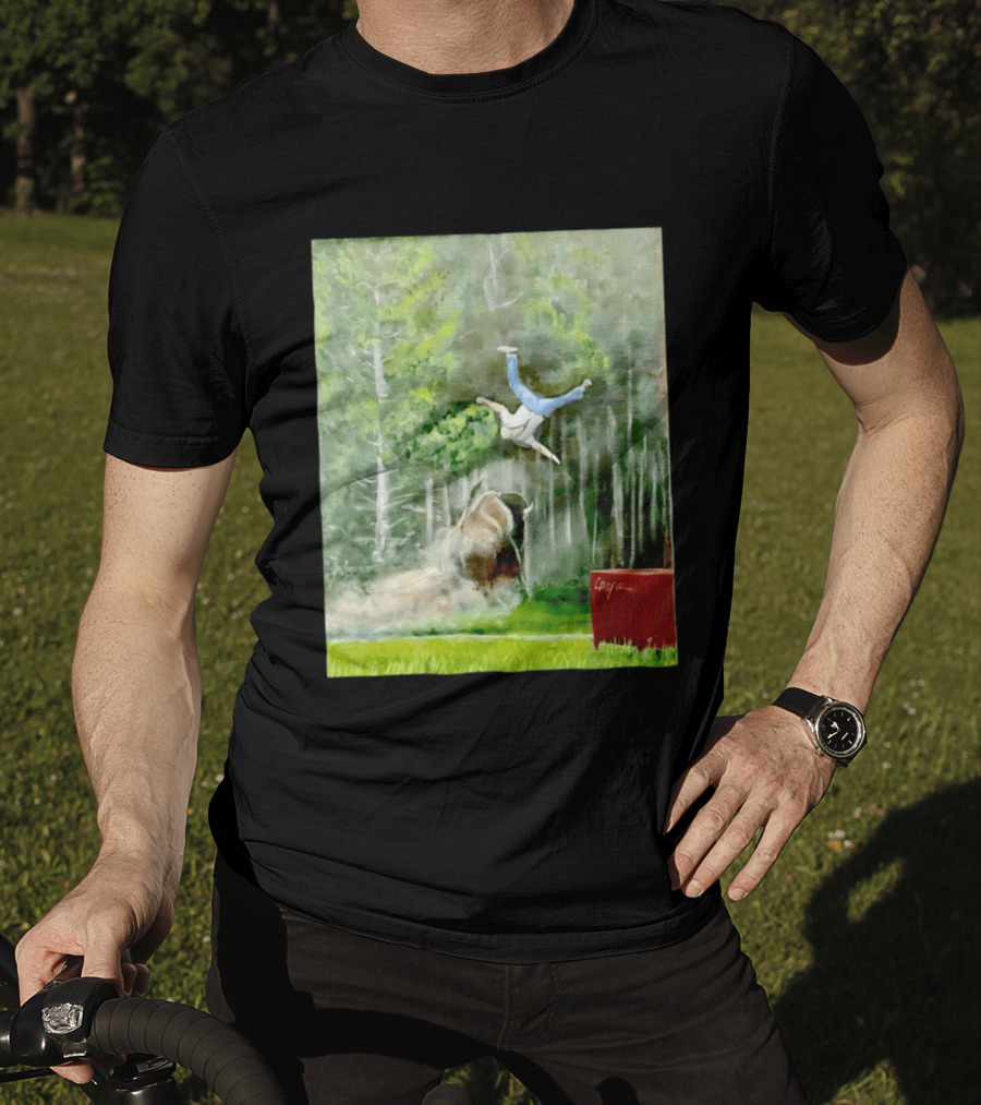 Sportman Epic Bison Attack Wildlife Painting T-Shirt