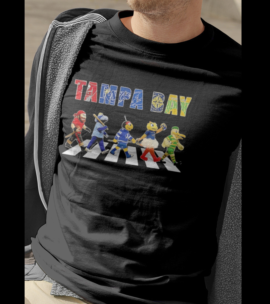 Tampa Bay Sports Mascots Walking Abbey Road Style Sports In City T-Shirt