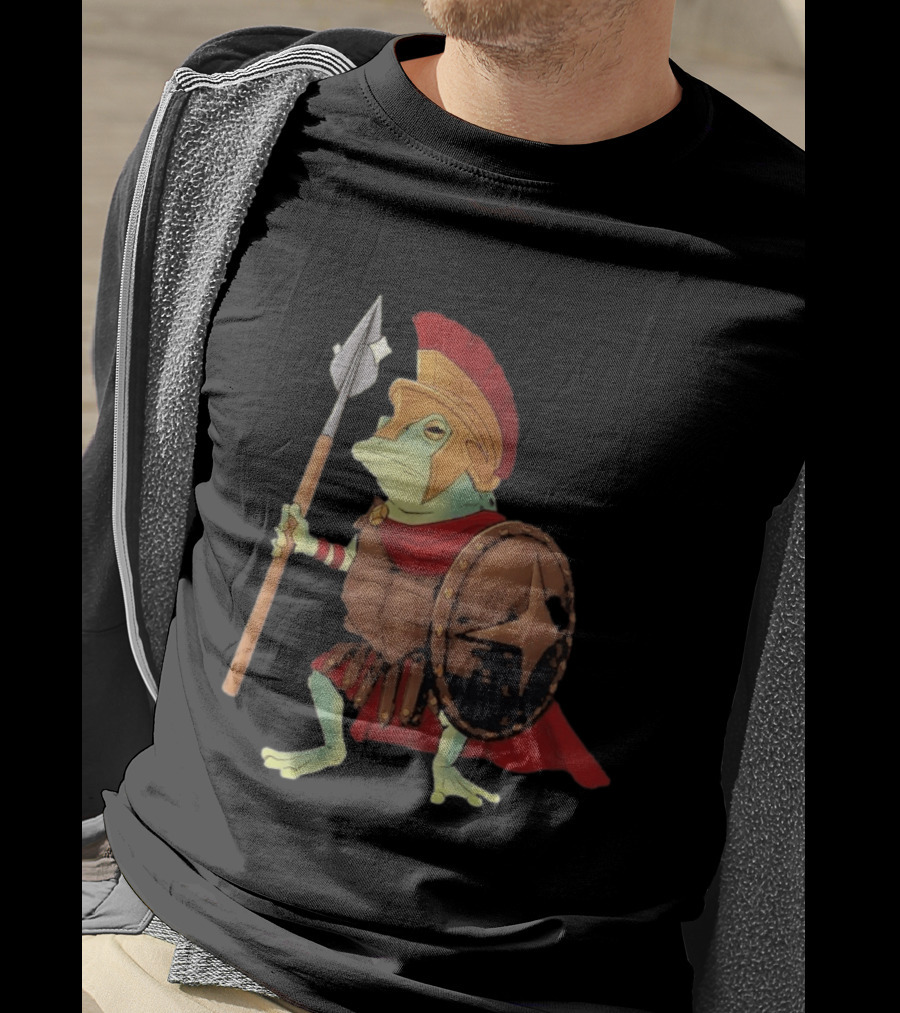 Stakuyi Hop Lite Frog Roman Soldier Spear Shield Helmet Red Cape T-Shirt