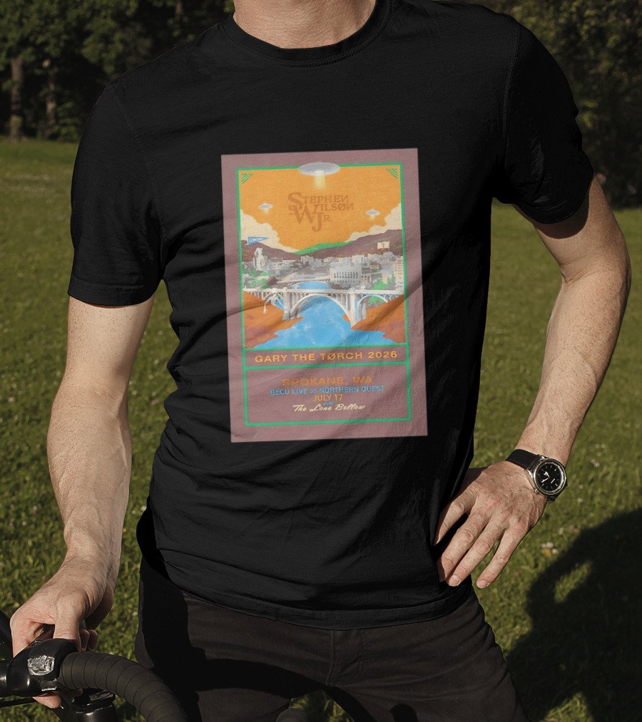 Stephen Wilson Jr Gary The Torch 2026 Bridge UFO Spokane WA Concert July 17 The Lone Bellow T-Shirt