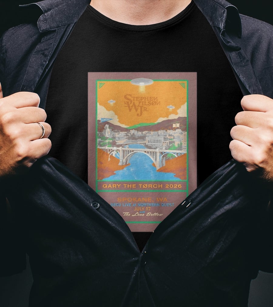 Stephen Wilson Jr Gary The Torch 2026 Bridge UFO Spokane WA Concert July 17 The Lone Bellow T-Shirt