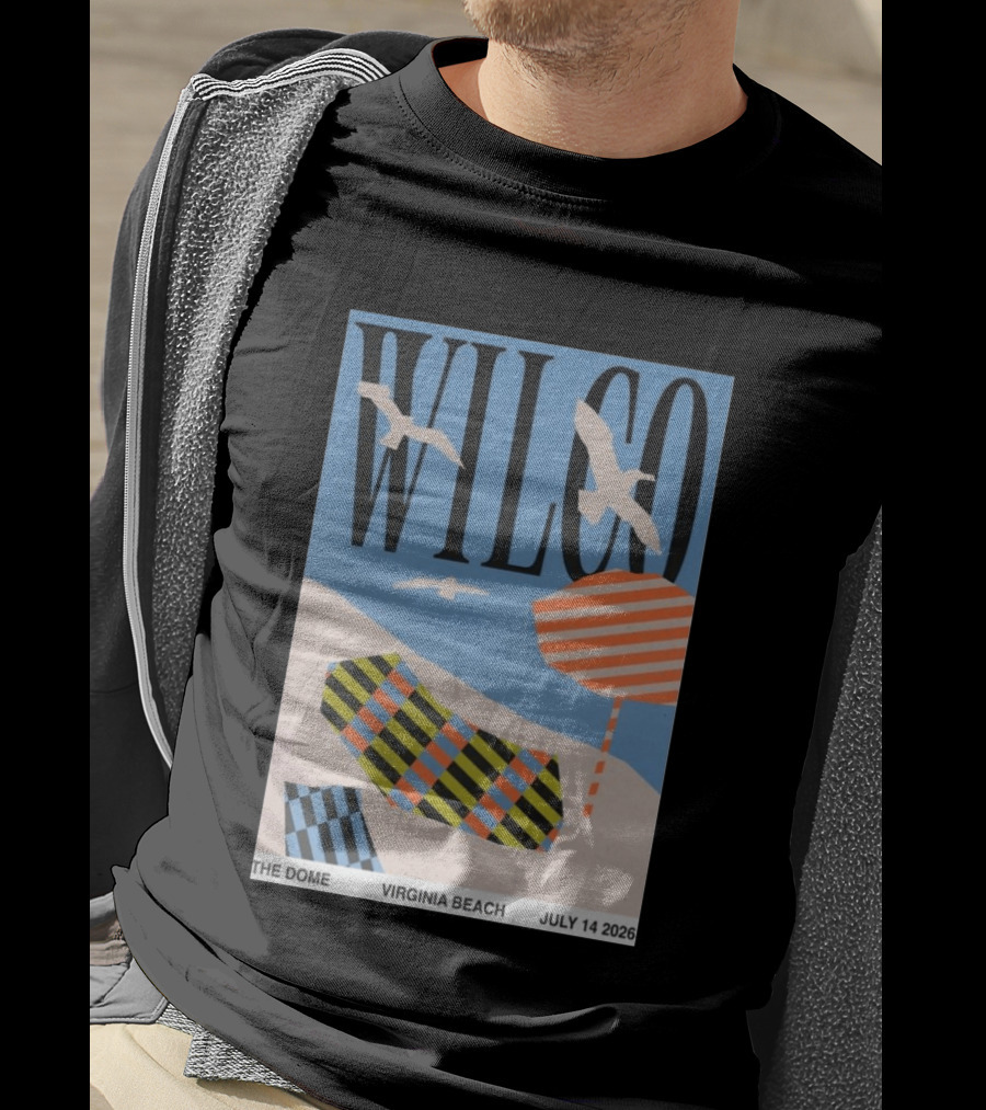 Wilco Concert The Dome Virginia Beach July 14 2026 Seagulls Beach Umbrellas T-Shirt