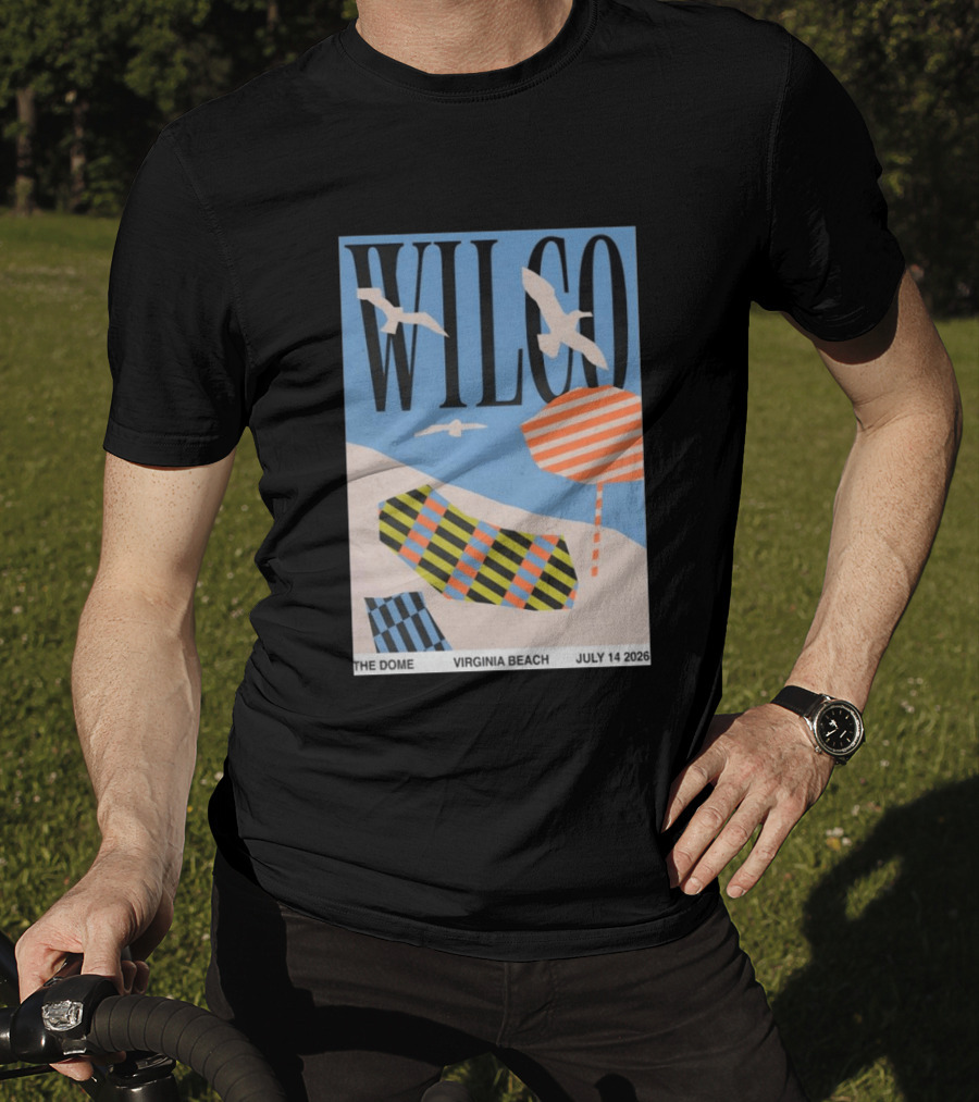 Wilco Concert The Dome Virginia Beach July 14 2026 Seagulls Beach Umbrellas T-Shirt