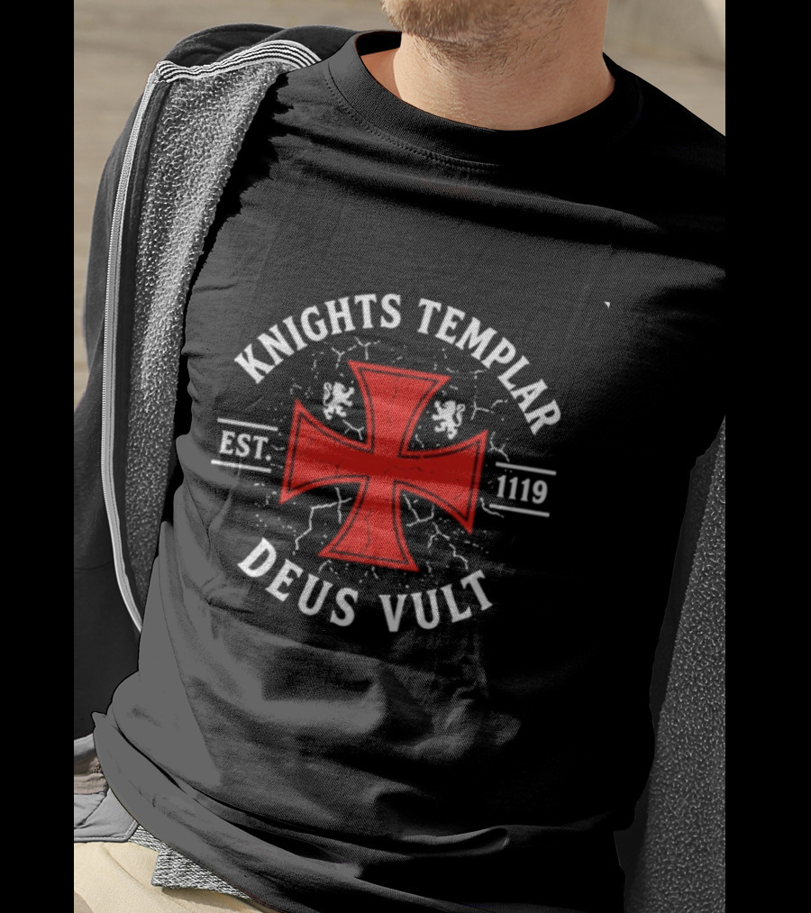 Knights Templar Est 1119 Deus Vult Red Cross T-Shirt