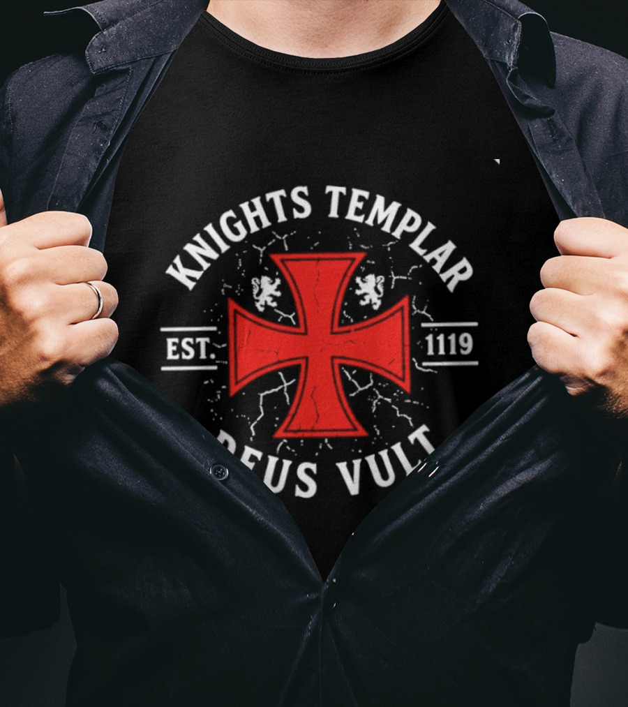 Knights Templar Est 1119 Deus Vult Red Cross T-Shirt