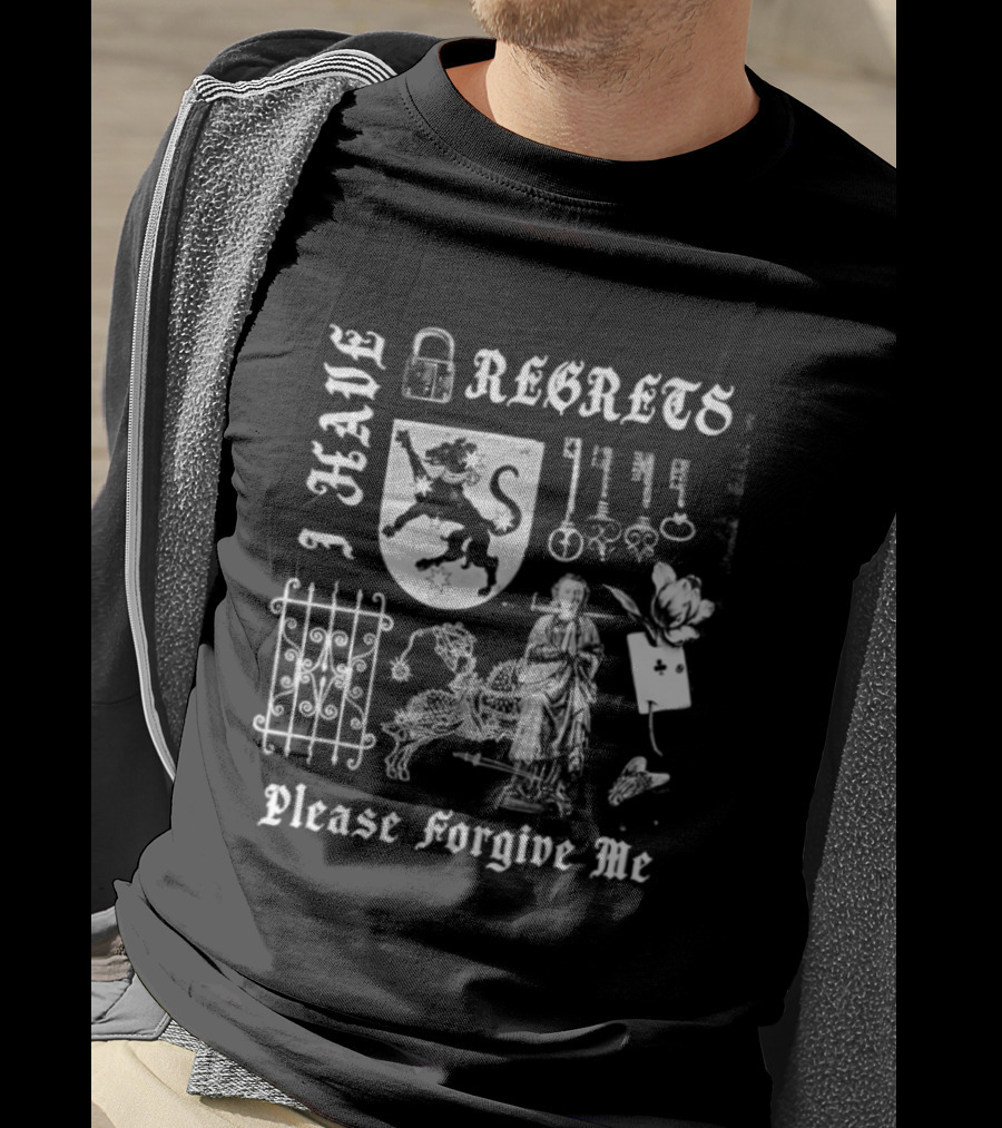I Have Regrets Please Forgive Me Gothic Knight Keys And Shield T-Shirt