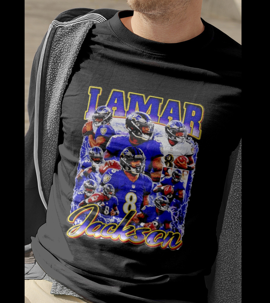 Lamar Jackson Baltimore Ravens NFL Football Star 8 T-Shirt