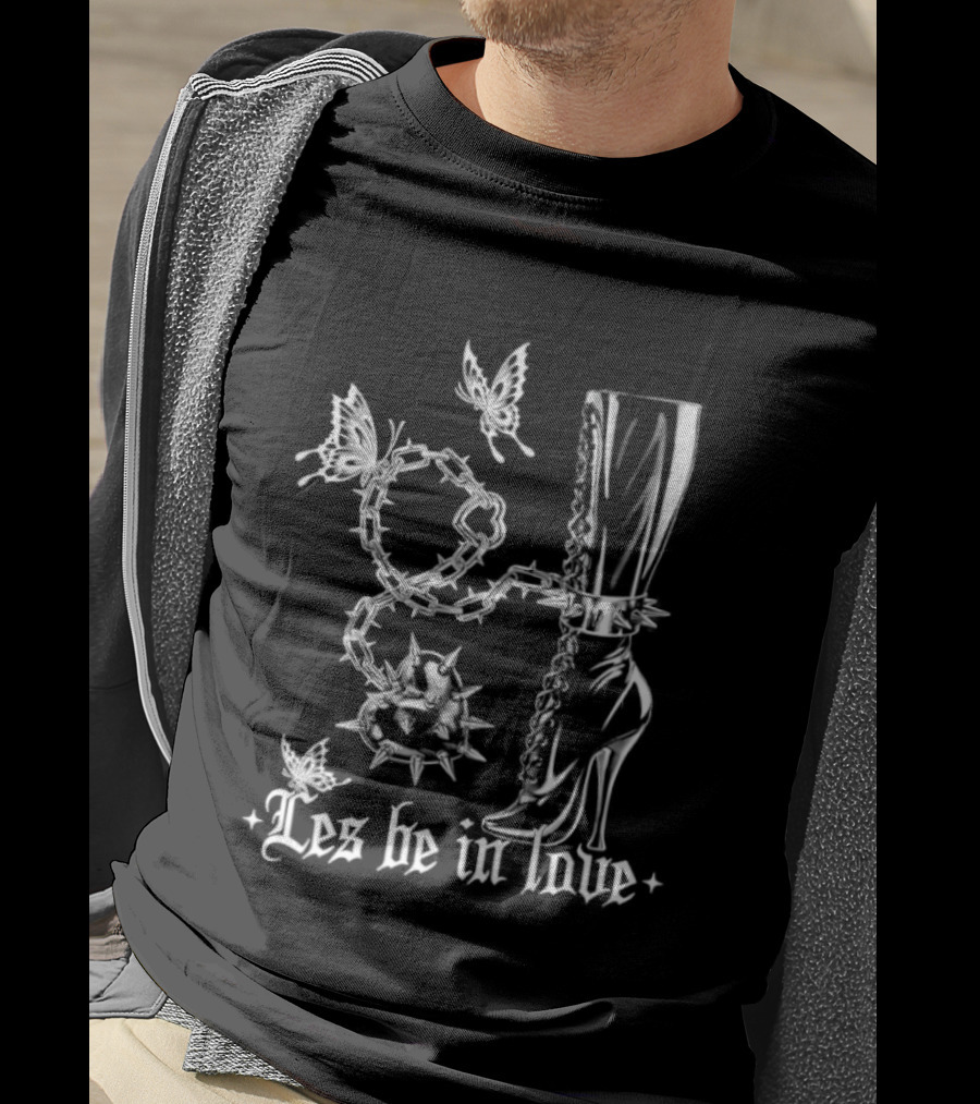 Les Be In Love Goth Butterfly Spiked Heart T-Shirt