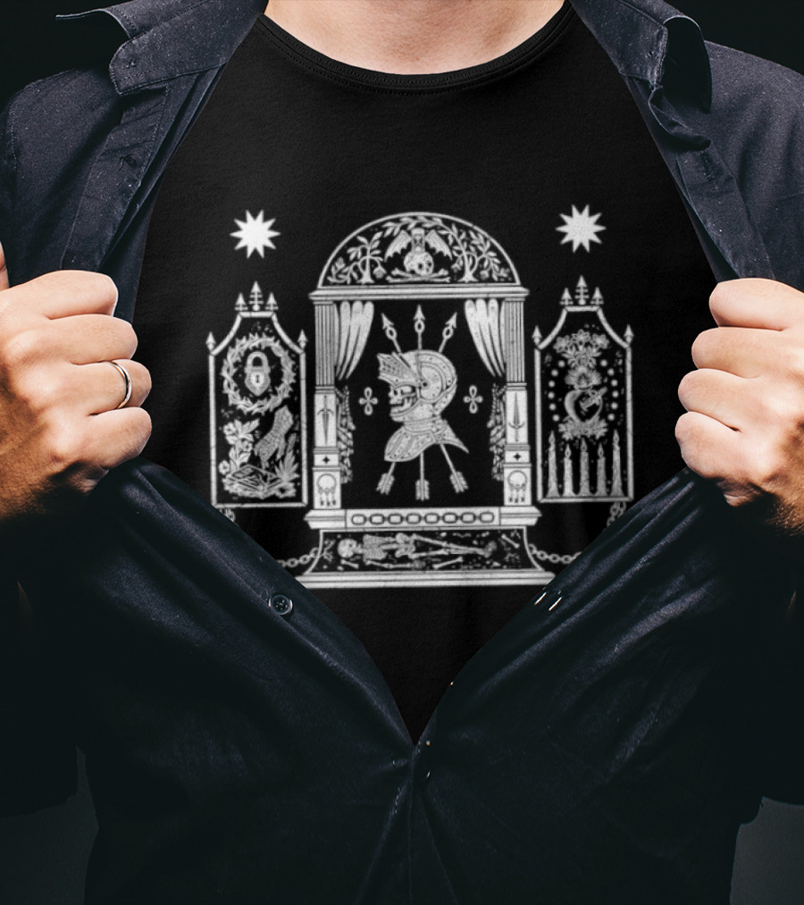 Mausoleum Gothic Skeleton Knight Archway Medieval T-Shirt