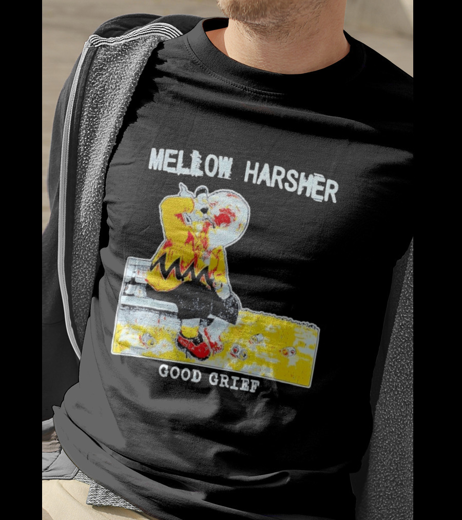 Mellow Harsher Good Grief Charlie Brown Drinking Image T-Shirt