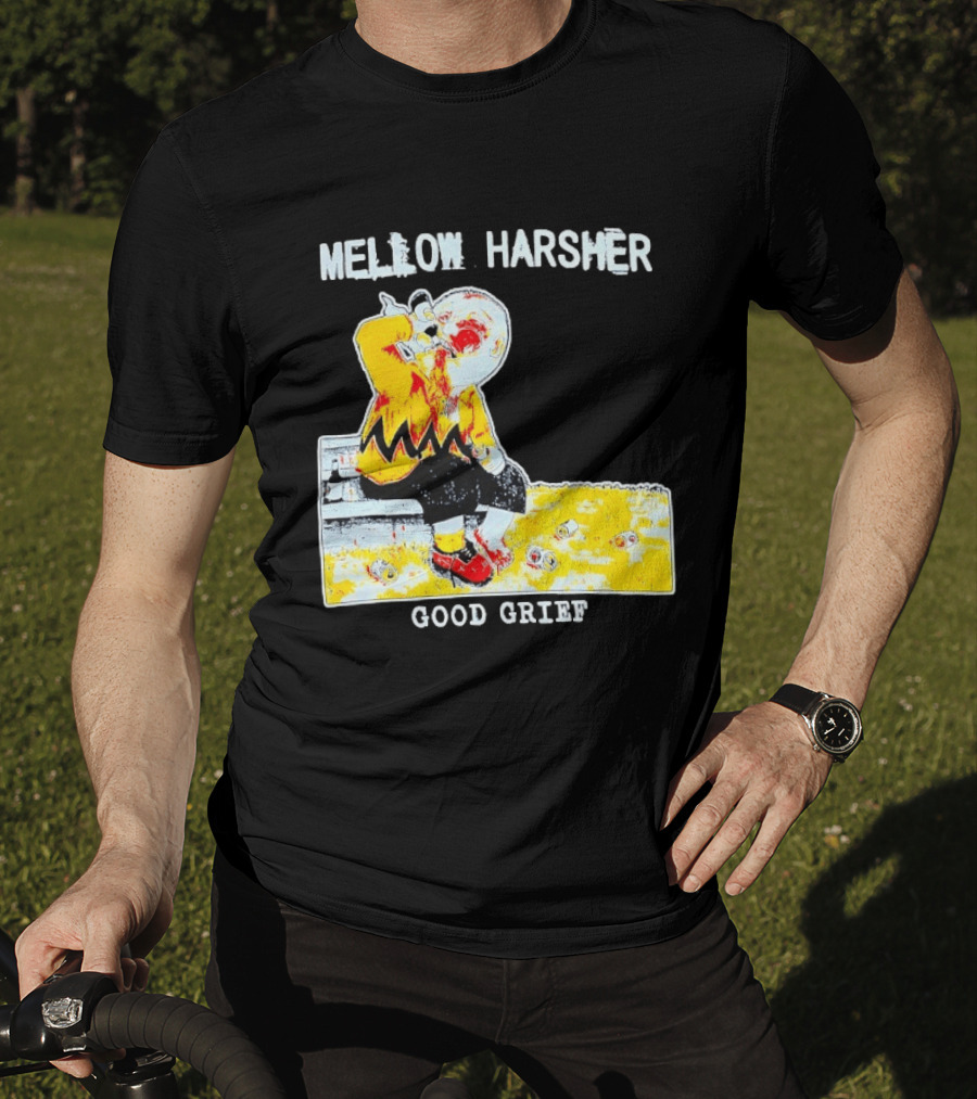 Mellow Harsher Good Grief Charlie Brown Drinking Image T-Shirt