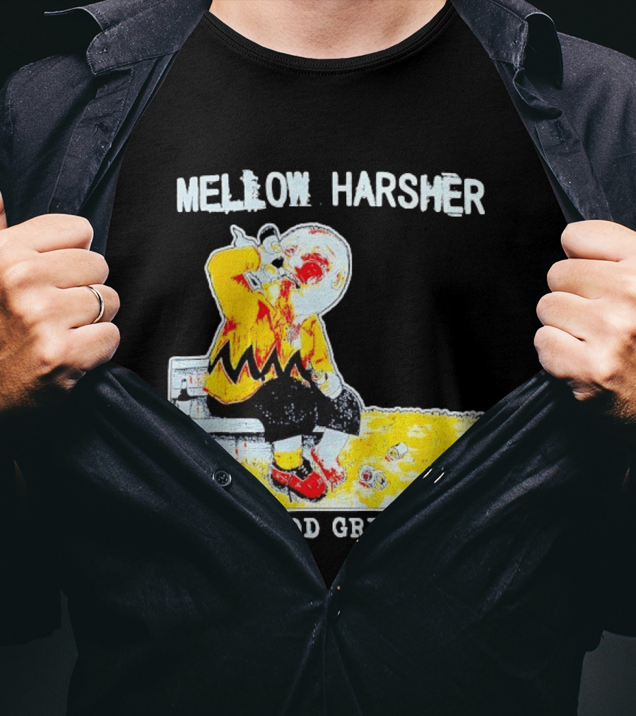 Mellow Harsher Good Grief Charlie Brown Drinking Image T-Shirt