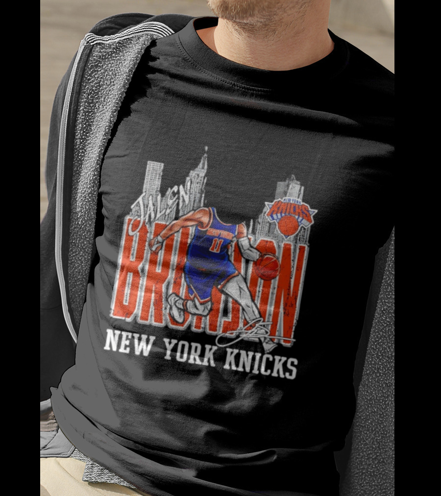 Jalen Brunson New York Knicks Basketball City Skyline T-Shirt