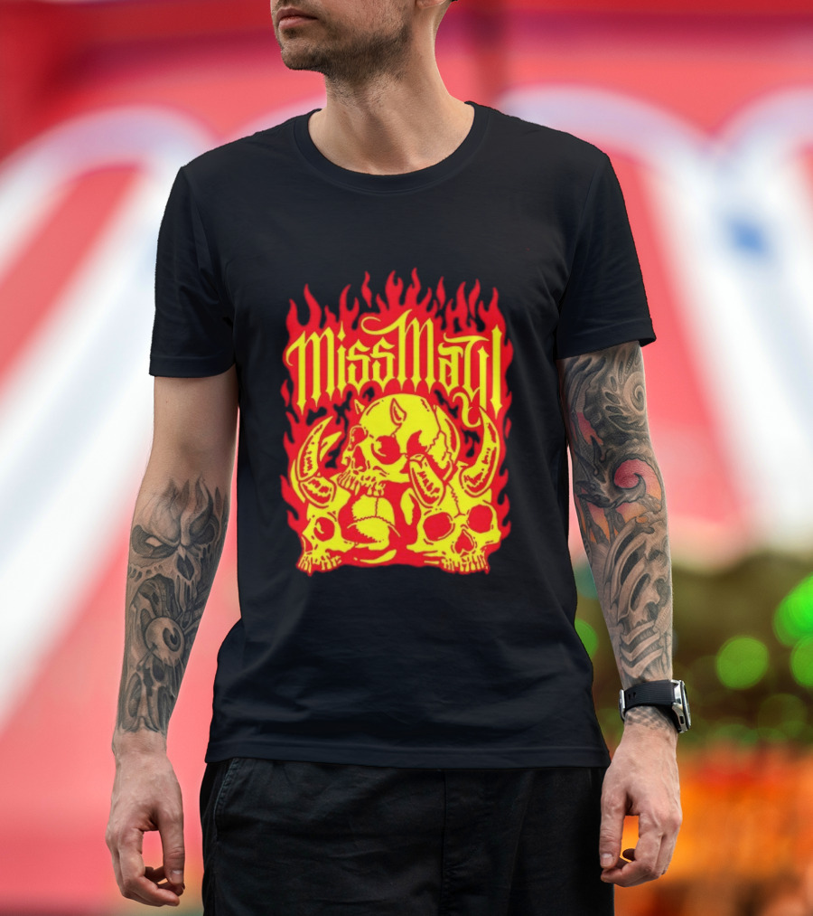 Miss May I Flaming Skulls Fire Metalcore Band T-Shirt