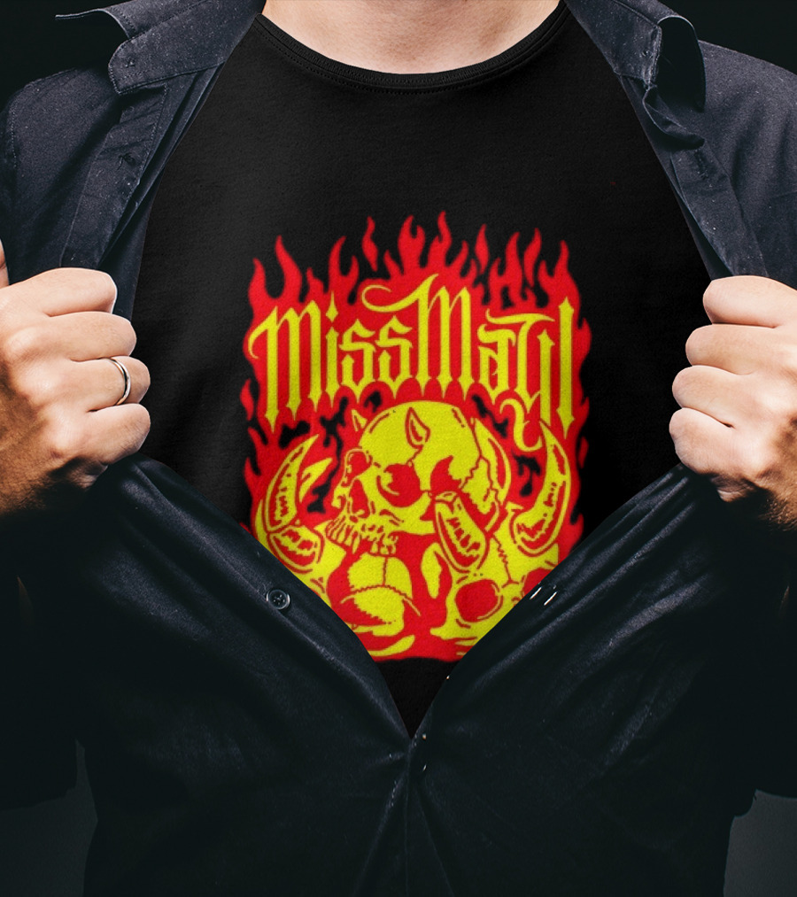 Miss May I Flaming Skulls Fire Metalcore Band T-Shirt