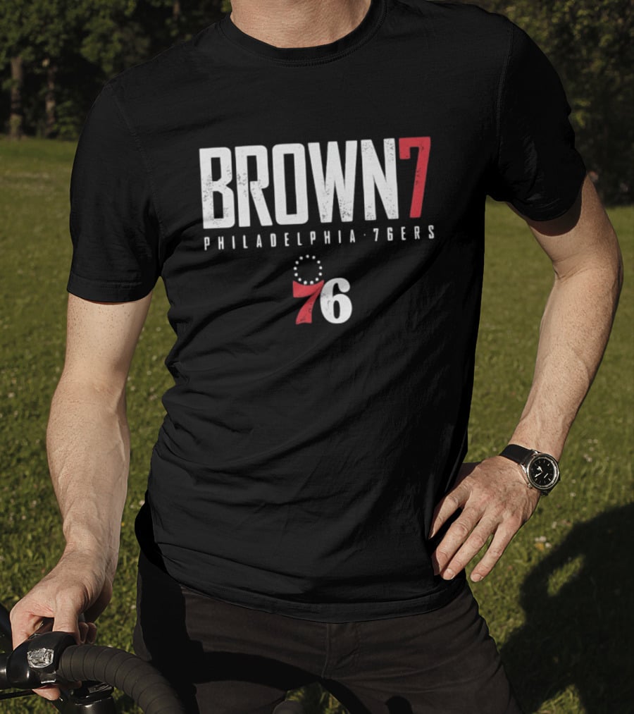 BROWN 7 Philadelphia 76ers 76 Basketball T-Shirt