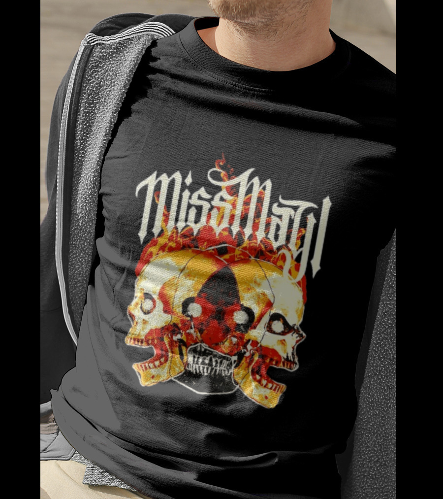 Miss May I Skulls And Fire Metalcore Band Triple Skull Flames T-Shirt