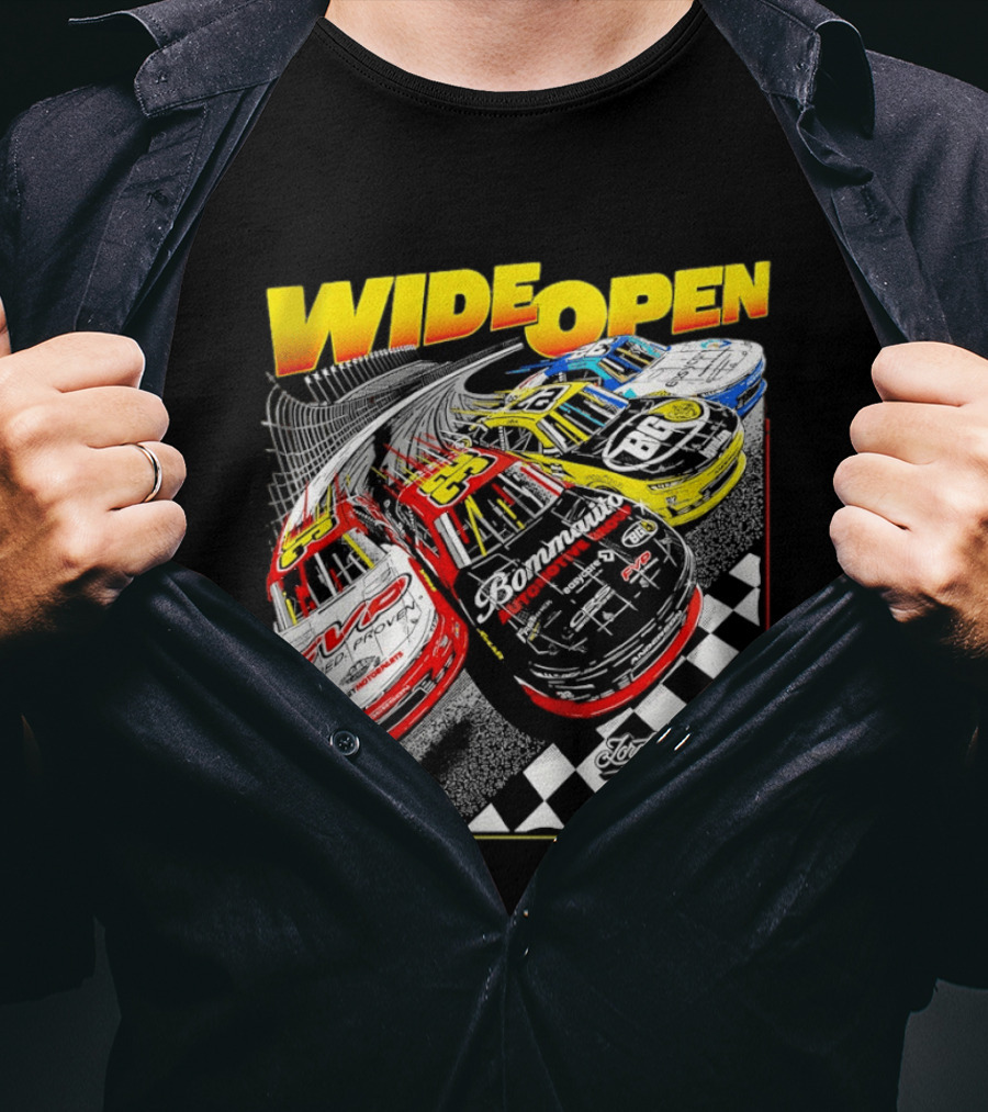 Wide Open Jordan Anderson Racing Bommarito Autosport Race Cars Checkered Track T-Shirt
