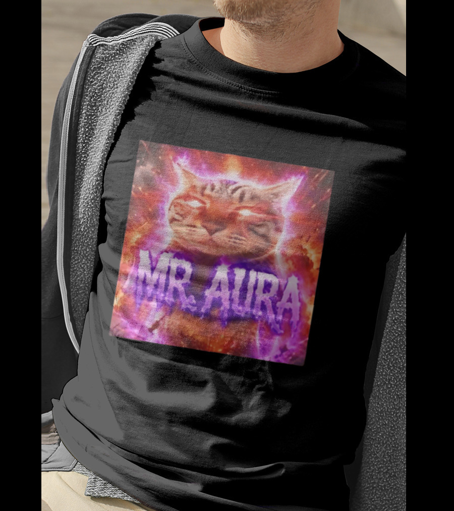 Mr. Aura Cat Fiery Cosmic Internet Culture Phenomenon T-Shirt