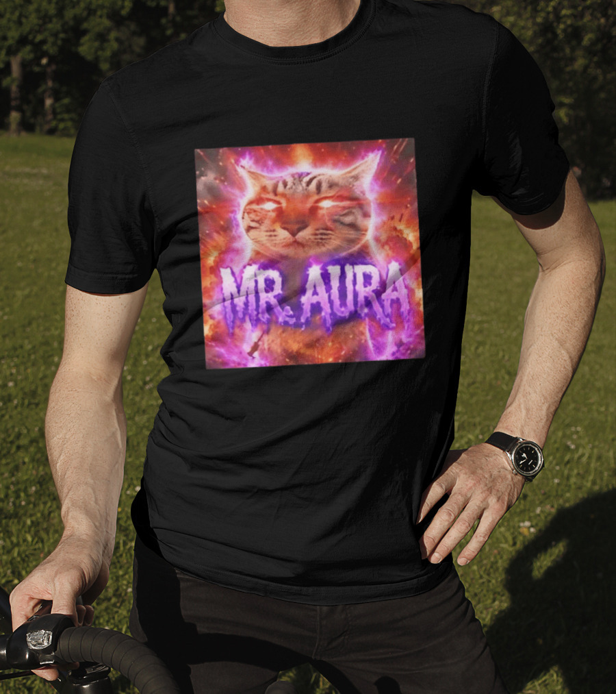Mr. Aura Cat Fiery Cosmic Internet Culture Phenomenon T-Shirt