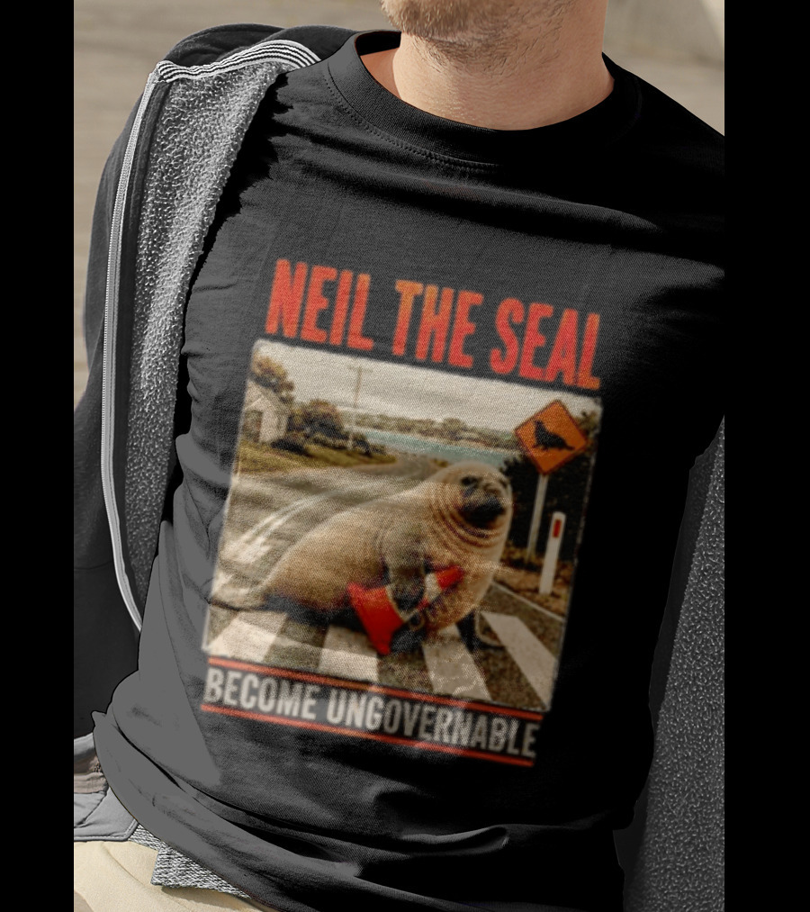 Neil The Seal Become Ungovernable Traffic Cone Road Crossing T-Shirt