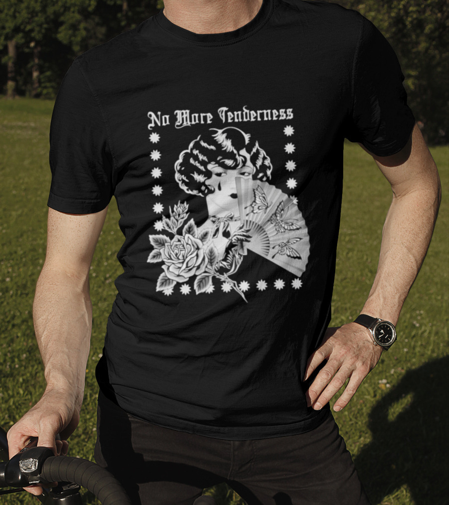 No More Tenderness Gothic Deco Rose Face Fan Butterfly T-Shirt