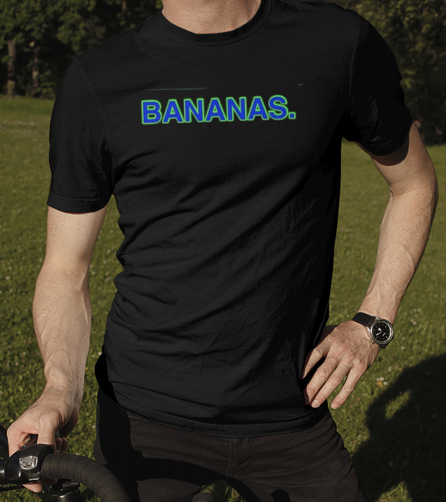 Bananas Fruit Yellow Food Bold Blue Green T-Shirt