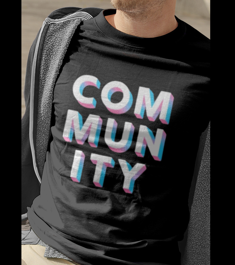 Community Colorful 3D Text Block T-Shirt