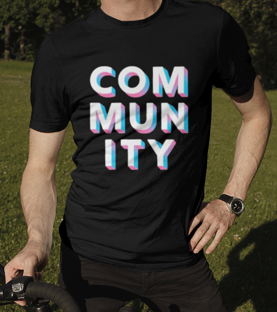 Community Colorful 3D Text Block T-Shirt