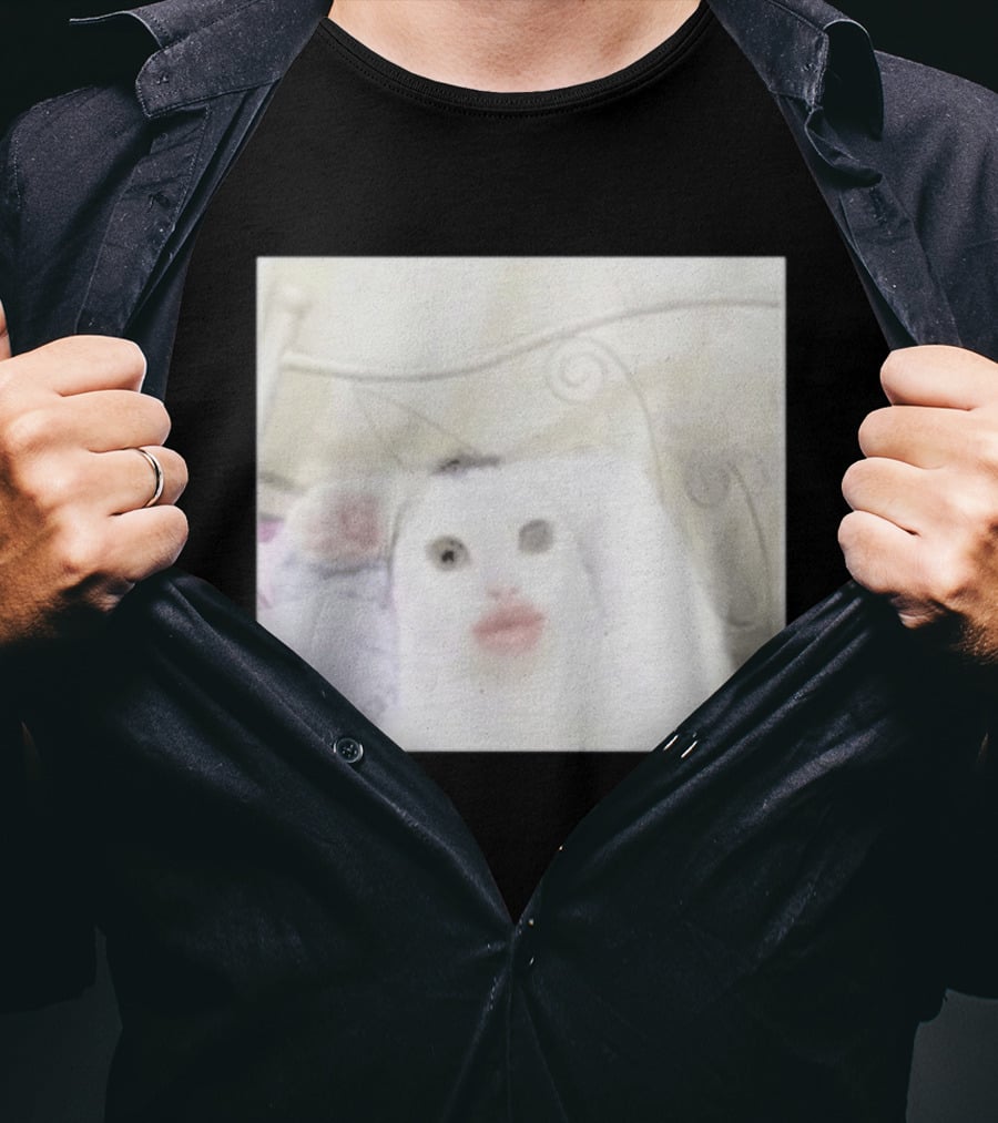 Cursed Cat Meme Funny Distorted Face Filter Selfie T-Shirt