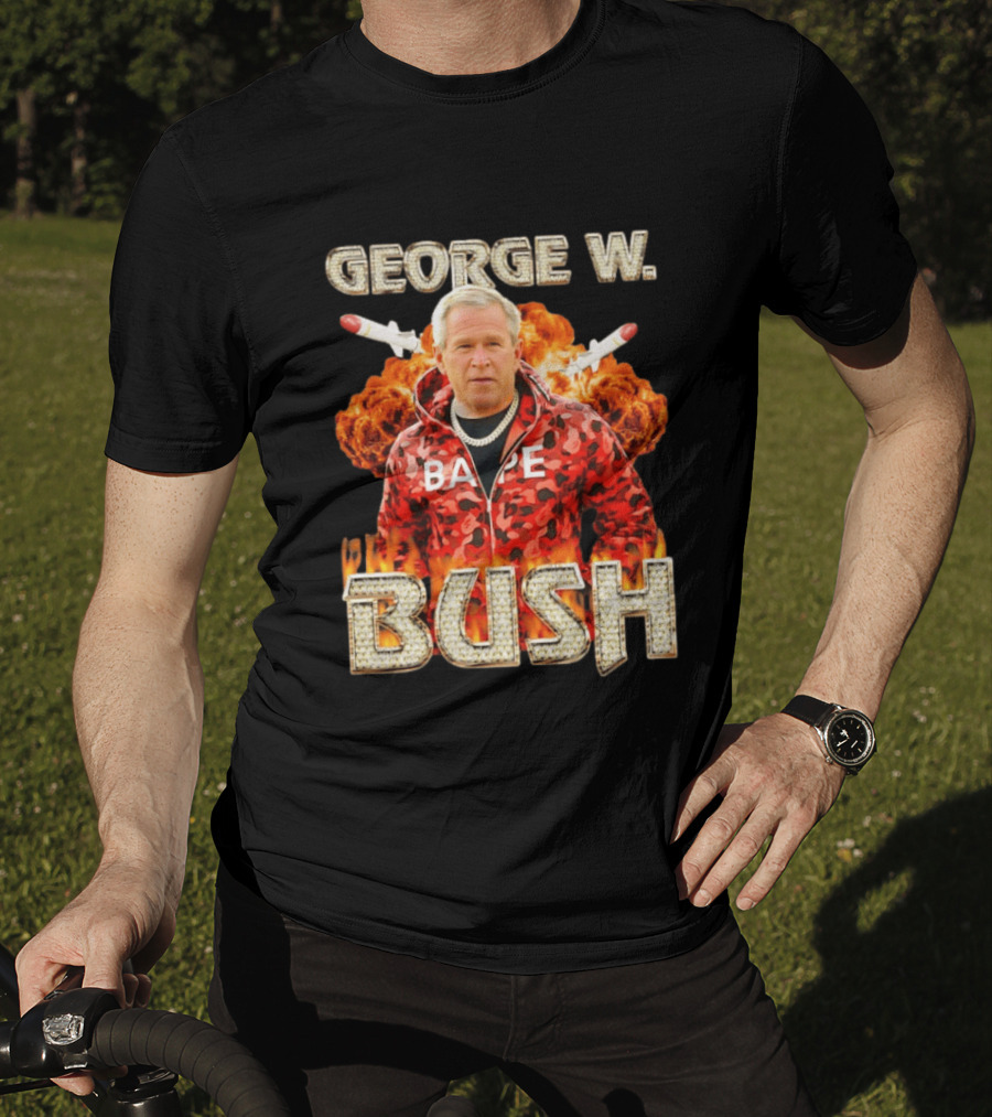 George W Bush Bape Jacket Explosion Background Missiles T-Shirt