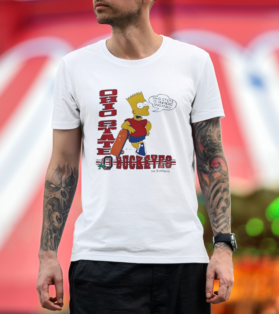 Ohio State Buckeyes Bart Simpson Numero Uno Man Skateboard T-Shirt