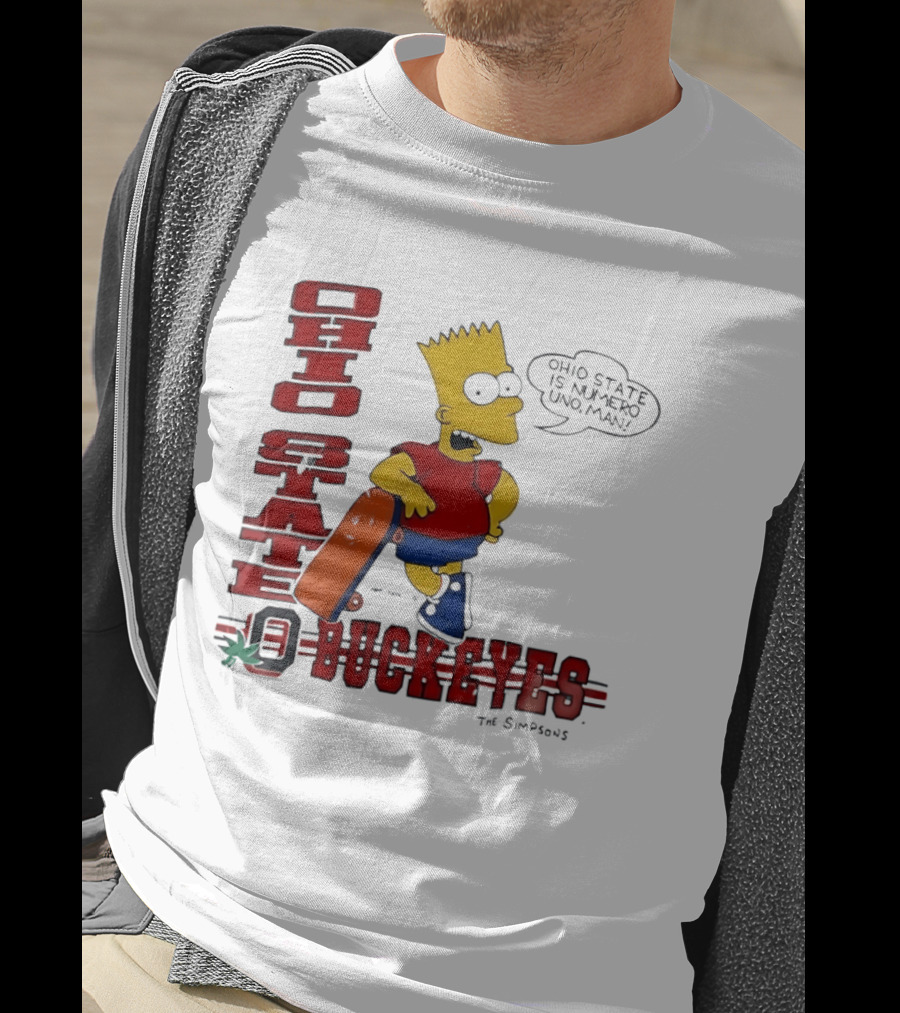 Ohio State Buckeyes Bart Simpson Numero Uno Man Skateboard T-Shirt