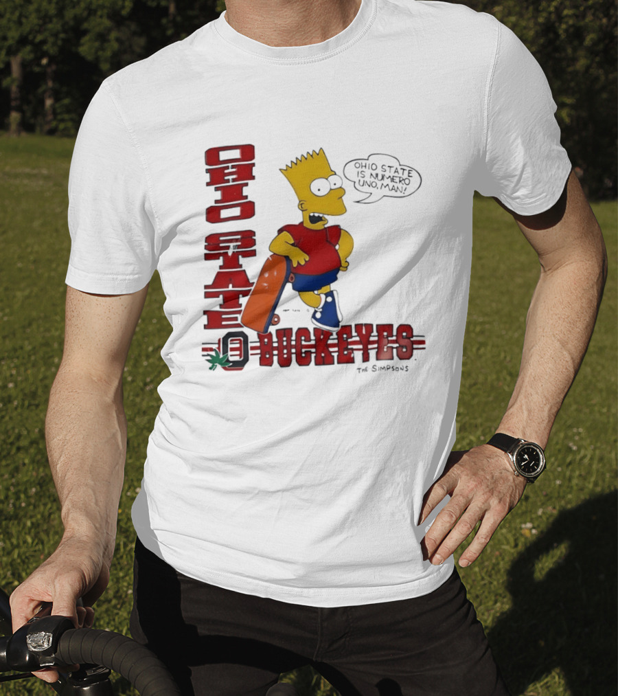 Ohio State Buckeyes Bart Simpson Numero Uno Man Skateboard T-Shirt