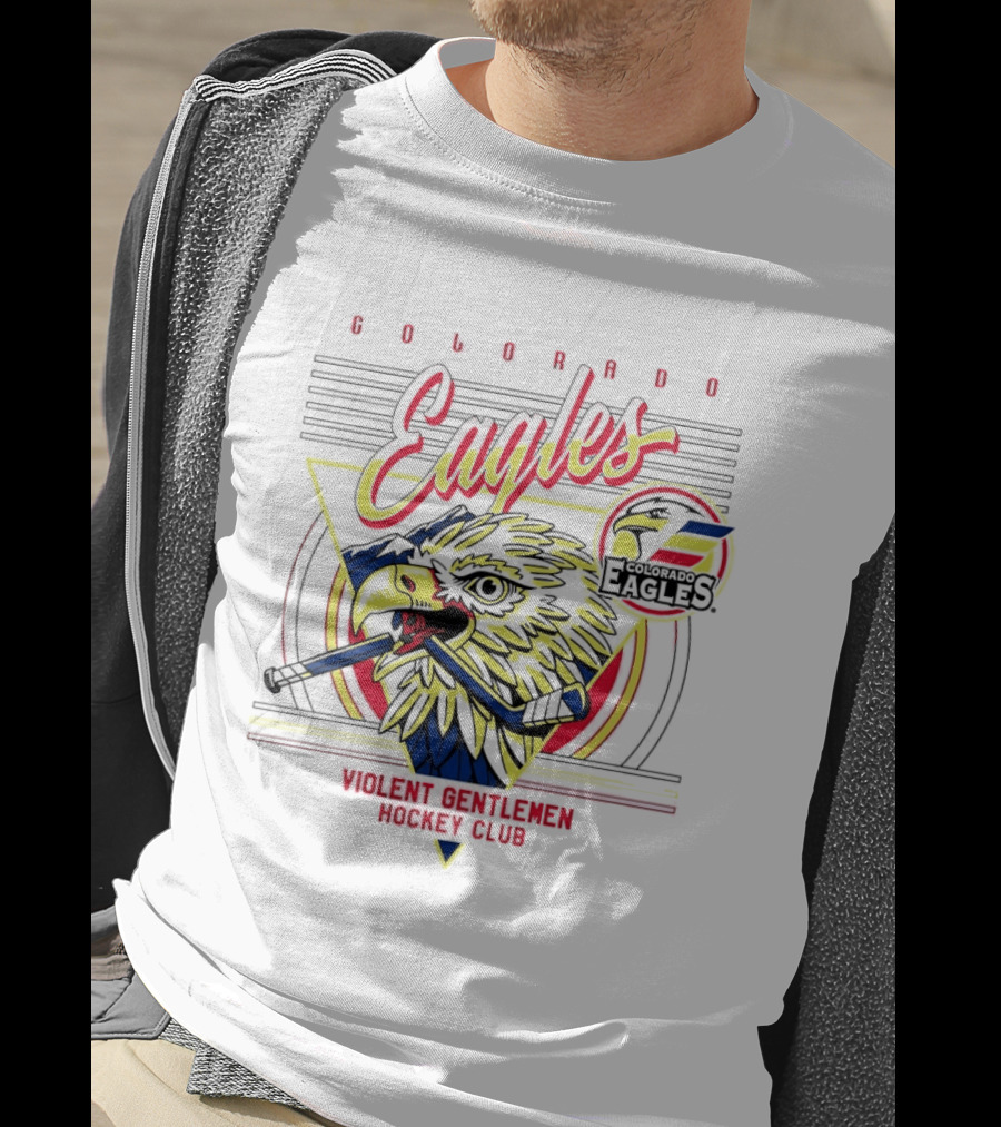 Colorado Eagles Eagle Biting Stick Violent Gentlemen Hockey Club T-Shirt