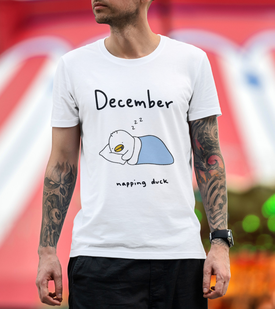 December Cozy Napping Duck Winter Month T-Shirt