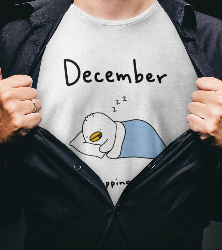 December Cozy Napping Duck Winter Month T-Shirt