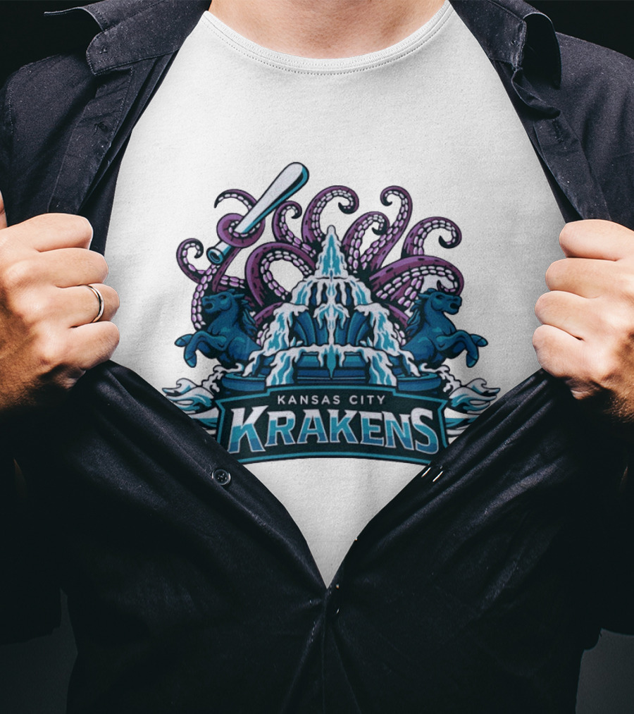 Kansas City Krakens Fountain Octopus Horses Sports Team T-Shirt