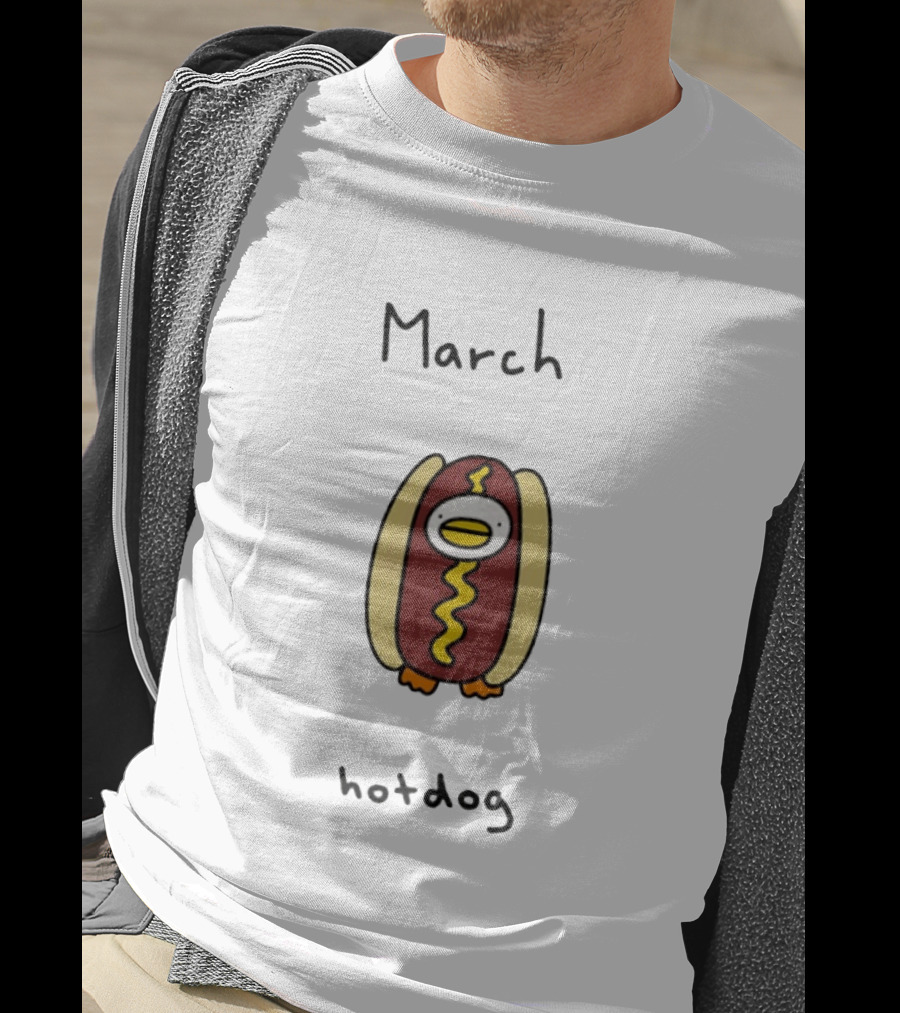 March Hotdog Cartoon Character With Food Animal T-Shirt