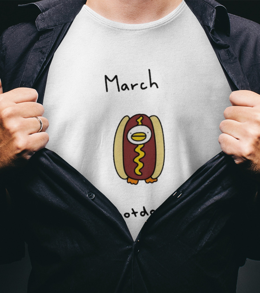 March Hotdog Cartoon Character With Food Animal T-Shirt