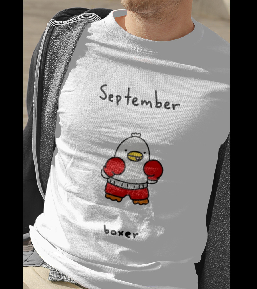 September Boxer Duck Boxing Red Gloves Whimsical Bird T-Shirt