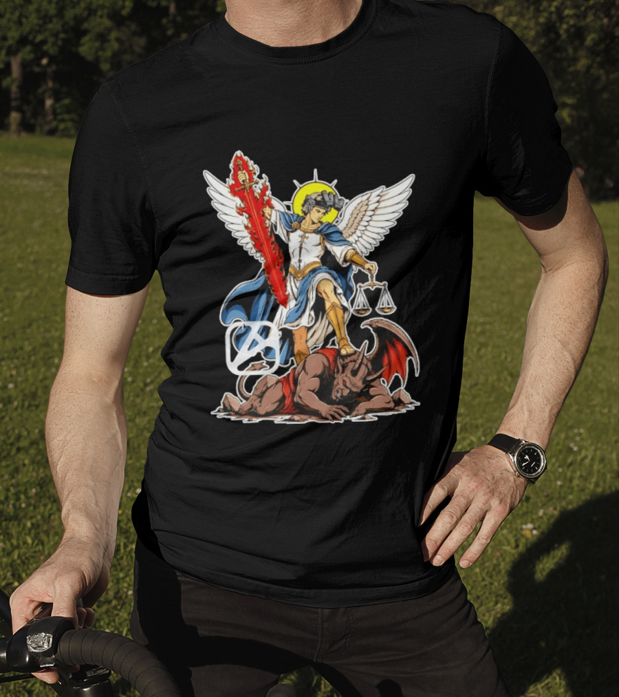 Saint Michael Archangel Warrior Flaming Sword Scales Victory Over Evil T-Shirt