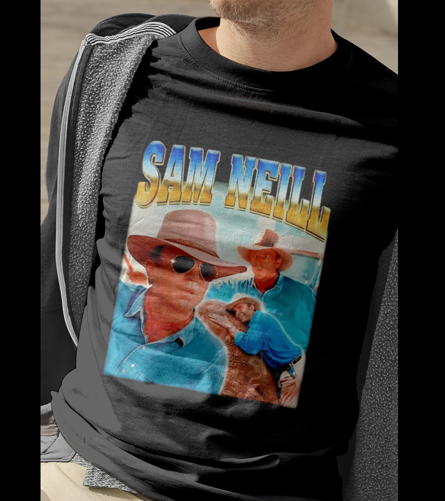 Sam Neill Vintage Style Cowboy Collage T-Shirt